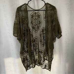 Maurices Olive Green Lace Cardigan
